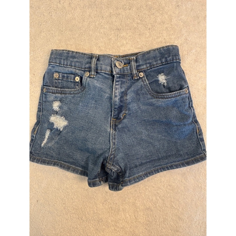Dark Blue Distressed Denim Kids Shorts